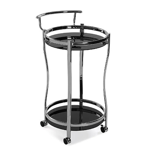 Versa Chariot pour la cuisine ou la salle à manger Driana 44,5x44,4x76cm,Verre, métal chromé, Noir