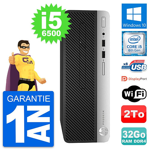 PC HP ProDesk 400 G4 SFF Intel Core i5-6500 RAM 32Go Disque 2To Windows 10 Wifi · Occasion