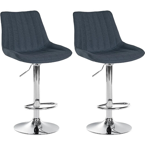 Decoshop26 Lot de 2 tabourets de bar réglable en hauteur pivotant à 360° assise en tissu gris foncé couture verticale pied métal chromé 10_0004432