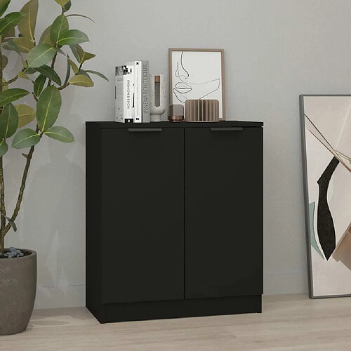 Maison Chic Buffet,Meuble de Rangement,commode pour salon,Cuisine Noir 60x30x70 cm Bois d'ingénierie -MN96220