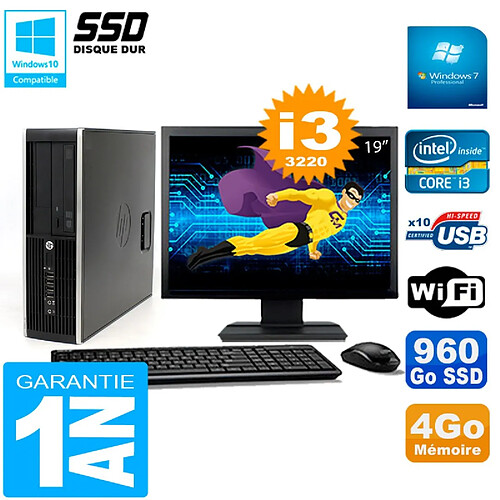 PC HP Compaq 8300 SFF Ecran 19" Core I3-3220 RAM 4Go Disque 960 Go SSD Wifi W7 · Occasion