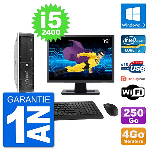 PC HP 8300 SFF Ecran 19" Intel i5-2400 RAM 4Go Disque 250Go Windows 10 Wifi · Occasion