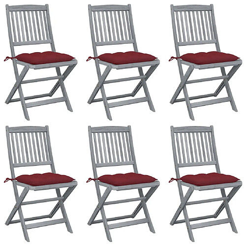 Maison Chic Lot de 6 Chaises pliables d'extérieur avec coussins | chaises de jardin | Fauteuil Relax Bois d'acacia -GKD46604