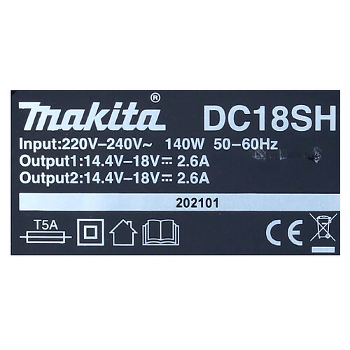 Makita DC 18 SH Chargeur double LXT 2x 14,4 V - 2x 18 V (36 V), Courant de charge 2,6 ampères (199687-4)