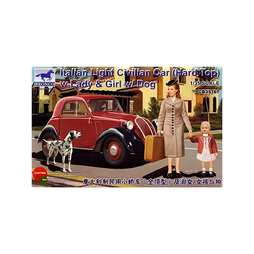 Bronco Models Maquette Voiture Maquette Camion Italian Light Civilian Car (hard Top) With Lady & Dog