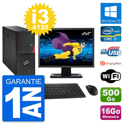 PC Tour Fujitsu P720 Ecran 22" i3-4130 RAM 16Go Disque 500Go Windows 10 Wifi · Occasion