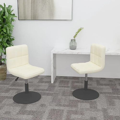 vidaXL Chaises pivotantes à manger lot de 2 crème velours