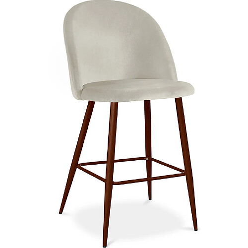 ICONIK INTERIOR Tabouret tapissé en velours - Design scandinave - 66cm - Evelyne Gris clair