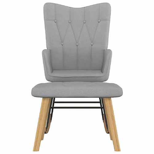 Maison Chic Chaise à bascule avec tabouret | Fauteuil Relax Gris clair Tissu -GKD81171