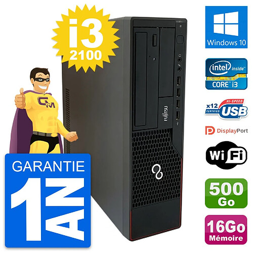 PC Fujitsu Esprimo E910 DT Intel i3-2100 RAM 16Go Disque 500Go Windows 10 Wifi · Occasion