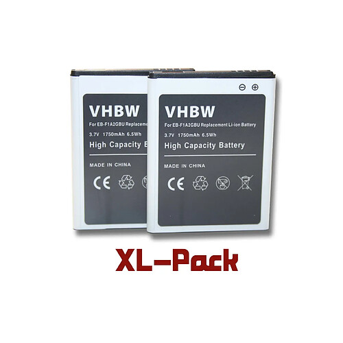 vhbw set de 2 batteries 1750mAh pour smartphone Samsung Galaxy S2 GT-i9100, S2 GT-i9101, S2 GT-i9108 remplace EB-F1A2GBU, EB-F1A2