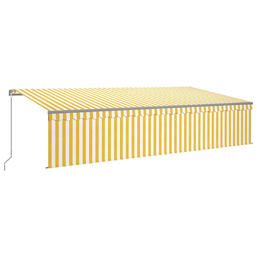 Maison Chic Auvent manuel rétractable avec store | store extérieurs de porte | Marquise Brise-soleil 6x3 m Jaune et blanc -GKD12580