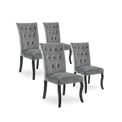 NC Lot de 4 Chaises capitonnées Chaza Velours Gris