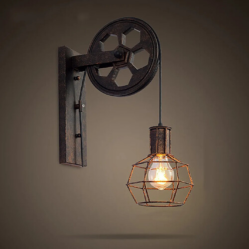 Stoex Applique Creative style industriel rétro lampe de mur Loft style levage poulie lumière canal couloir mur lampe