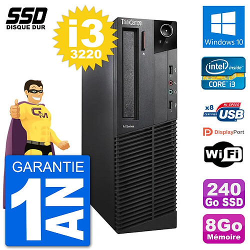 PC Lenovo ThinkCentre M92p SFF Intel i3-3220 RAM 8Go SSD 240Go Windows 10 Wifi · Occasion