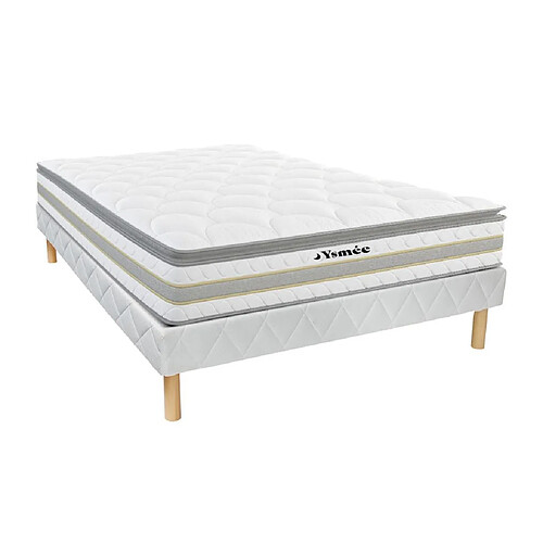 Vente-Unique Ensemble 160 x 200 cm sommier + matelas ressorts ensachés et surmatelas intégré ép.29cm - CANTERBURY de YSMÉE