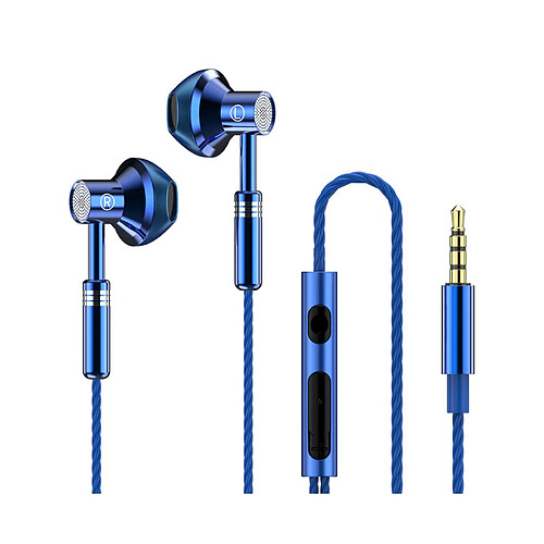 LUUCOZK Écouteurs filaires ergonomiques à basses puissantes Écouteurs intra-auriculaires à commande filaire de 3,5 mm pour la musique-Bleu