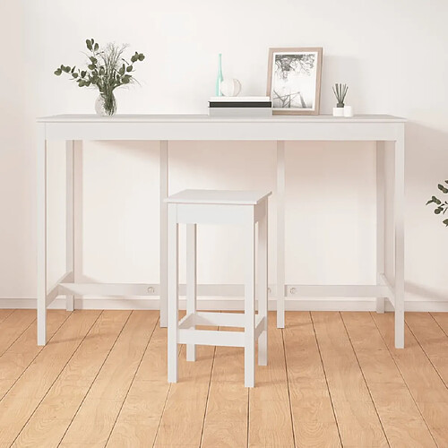 vidaXL Table de bar Blanc 180x80x110 cm Bois massif de pin