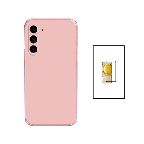 Kit de film en verre trempé de la couverture de 5D + couvercle de silicone liquide Phonecare pour Samsung Galaxy S24 5G - rose