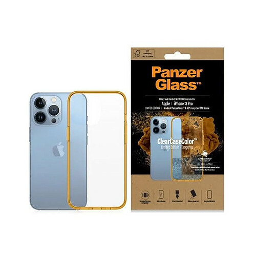 panzerglass coque transparent iphone 13 pro 6.1" antibacterial military grade tangerine 0338