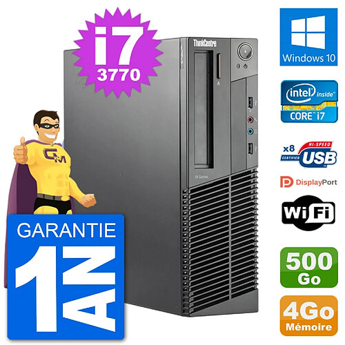 PC Lenovo M92p SFF Intel i7-3770 RAM 4Go Disque Dur 500Go Windows 10 Wifi · Occasion