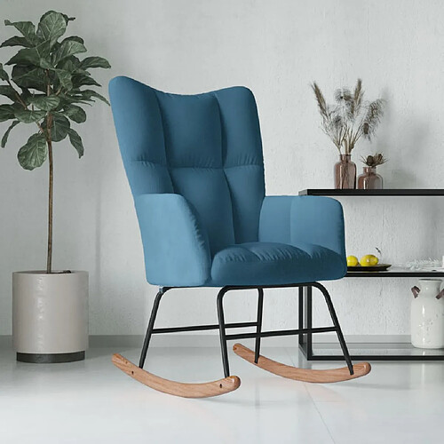 vidaXL Chaise à bascule Bleu Velours