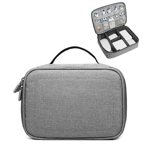 Wewoo Sacoche Sac de rangement pour câble de données chargeur de casque multifonctionSac de à couche uniqueTaille 12x5x26cm Gris