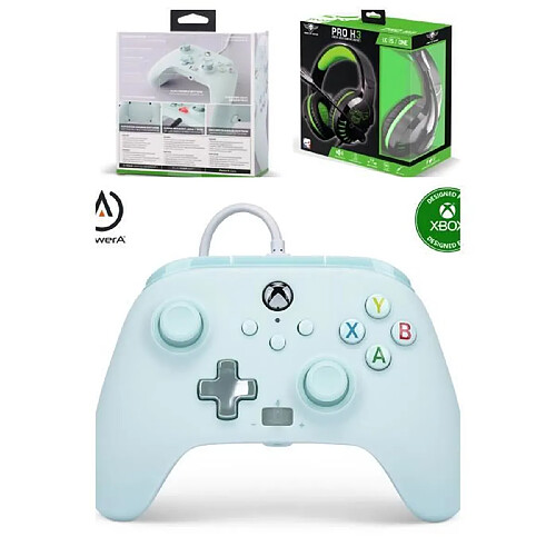 Power A Pack Manette XBOX ONE-S-X-PC Cotton Candy Blue EDITION + Casque Gamer PRO H3 ORANGE SPIRIT OF GAMER XBOX ONE/S/X/PC