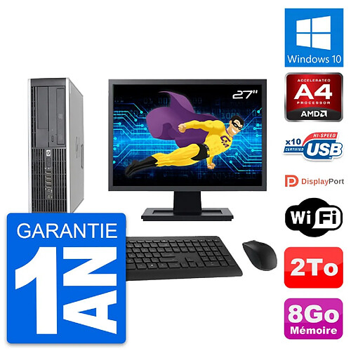 PC HP 6305 Pro SFF Ecran 27" AMD A4-5300B RAM 8Go Disque Dur 2To Windows 10 Wifi · Occasion