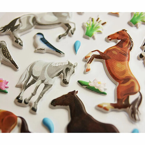 Youdoit Scène à décorer pour enfants - Chevaux - Stickers Puffies