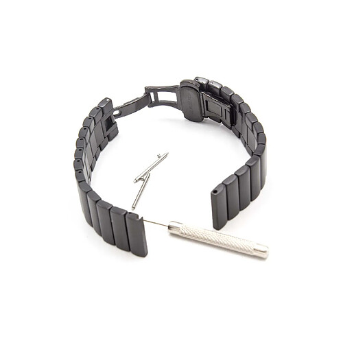 vhbw bracelet compatible avec Ticwatch 2 montre connectée - 17,5cm acier inoxydable noir