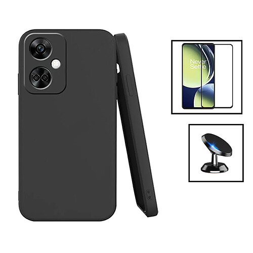 PHONECARE Kit Film Verre Trempé 5D Full Cover + Coque Silicone Liquide + Support Magnétique de Voiture pour Oppo K11 - Noir