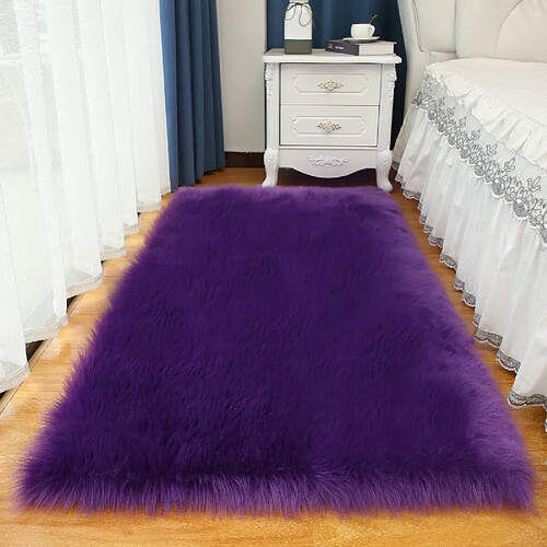 LUUCOZK Tapis moelleux en fausse fourrure, tapis à poils longs pour chambre à coucher, salon, violet-40x60CM