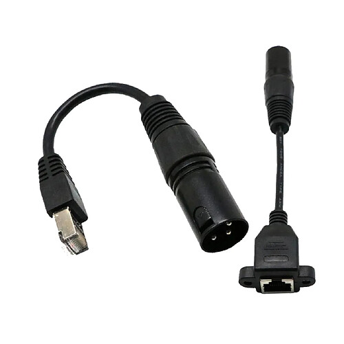 2Pcs 3Pin XLR Mâle À RJ45 Femêlle Connecteur + RJ45 Mâle À Mâle Câble Convertisseur