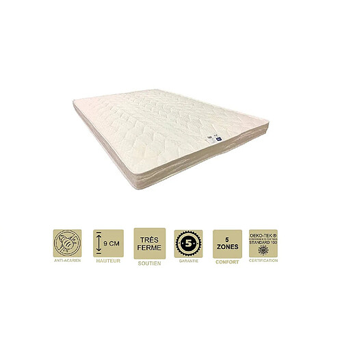 Provence Literie lot de 2 Matelas Très Ferme Mémoire de Forme 60 Kg/m3 90x190 x 9 cm - 5 zones de Confort - Ame Poli Lattex Haute Résilience HD - Hypoallergénique