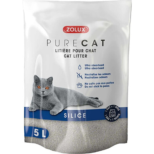 ZOLUX Litière silice nature Purecat 5 litres.