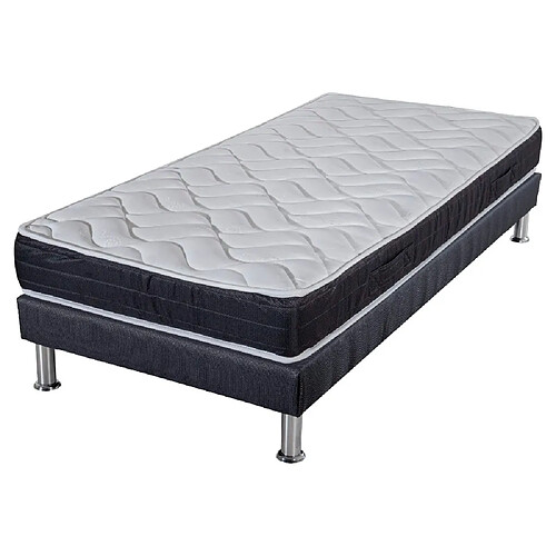 Ebac Matelas mousse + Sommier SR9 Deco 90x190 Malta - Hauteur 20 cm - Soutien très ferme