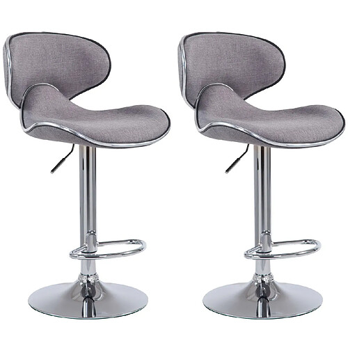 Non Lot de 2 tabourets de bar Las Vegas V2 tissu chrome