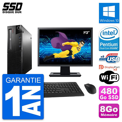 PC Lenovo M93p SFF Ecran 19" Intel G3220 RAM 8Go SSD 480Go Windows 10 Wifi · Occasion