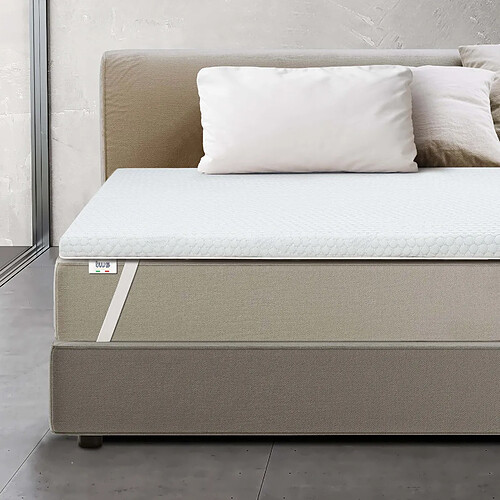 The White Stone Surmatelas en mousse à mémoire de forme pour matelas double XXL | Surmatelas de 6 cm | Surmatelas déhoussable | Antibactérien et antifongique | 200 x 220