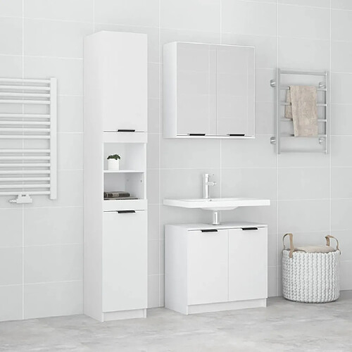 vidaXL Ensemble d'armoires salle de bain 3 pcs blanc bois d'ingénierie