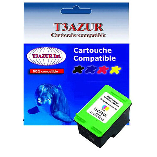 Cartouche compatible pour imprimante HP PhotoSmart C4190, C4193, C4194 (342) Couleur - T3AZUR