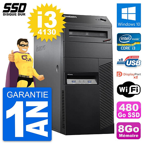 PC Tour Lenovo ThinkCentre M83 Intel i3-4130 RAM 8Go SSD 480Go Windows 10 Wifi · Occasion