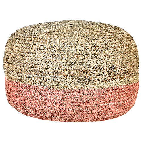 Beliani Pouf en jute rose 50 x 40 cm DUKI