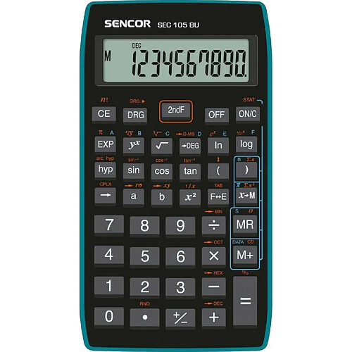 SENCOR SEC 105 BU Calculatrice 56 fonctions scientifiques, écran LCD 10 chiffres, fonctions trigonométriques et hyperboliques