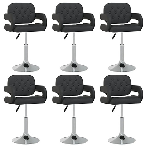 vidaXL Chaises pivotantes à manger lot de 6 noir similicuir