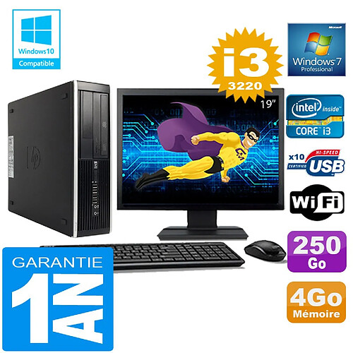 PC HP Compaq 8300 SFF Core I3-3220 Ram 4Go Disque 250 Go Wifi W7 Ecran 19" · Occasion