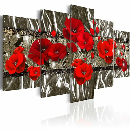 Paris Prix Tableau Imprimé Coquelicots Argentés 50 x 100 cm