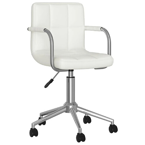 vidaXL Chaise pivotante de salle à manger Blanc Similicuir