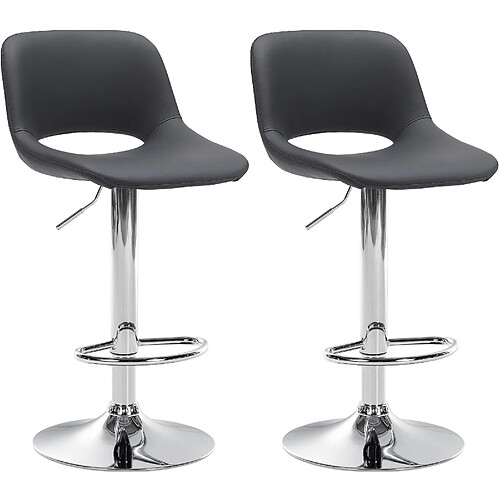 Decoshop26 Tabourets de bar chaises haute x2 avec repose-pieds en PVC noir piètement métallique chromé 10_0004062